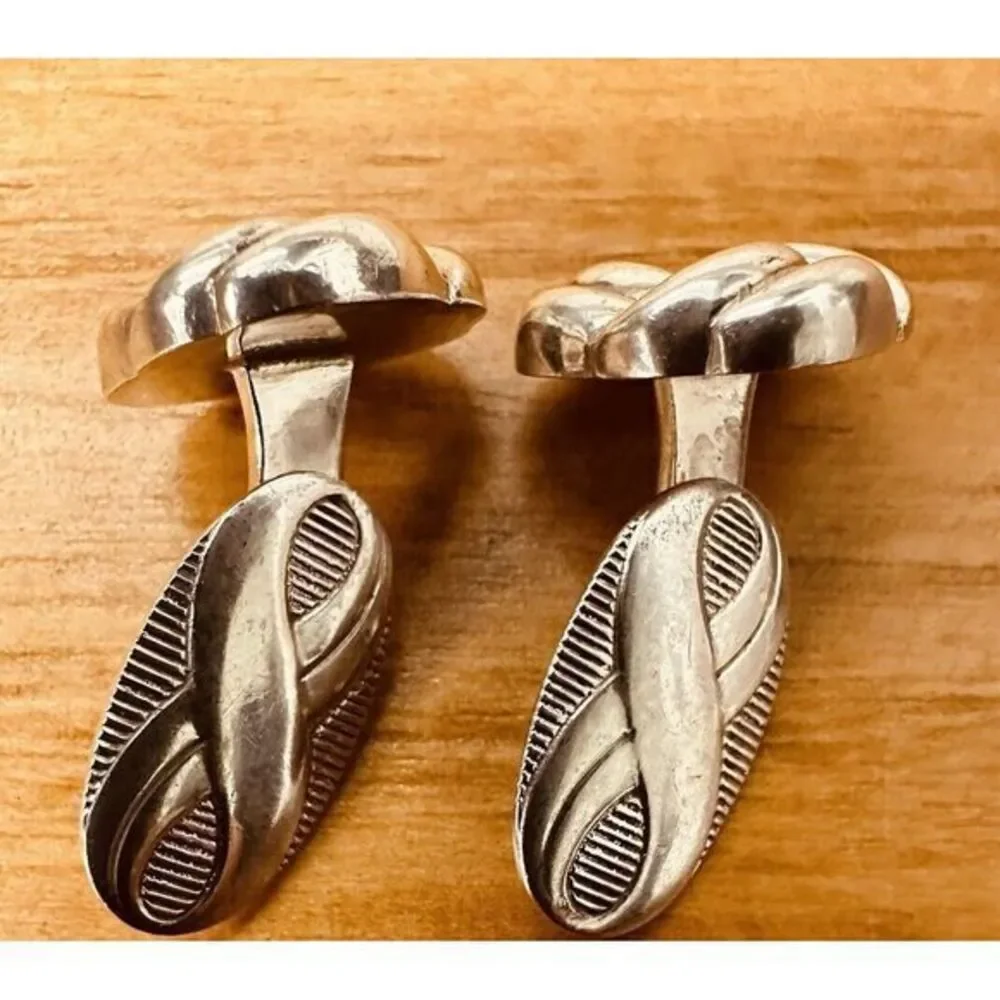 Love Knot Infinity European Cufflinks Hallmarked 835 Silver Figure 8‎ Vintage
